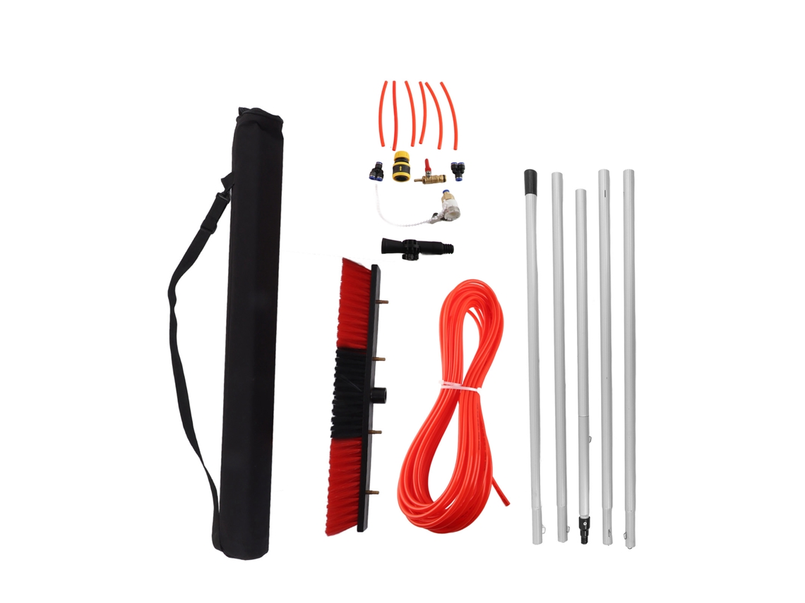Kit de varilla hidráulica, cepillo hidráulico, resistente, grande, portátil, con lavado con agua, limpiador extensible, sistema de limpieza
