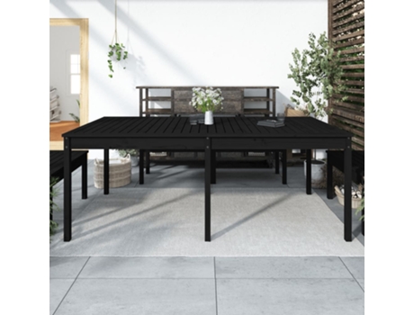 MAISON EXCLUSIVE Mesa de jardín madera maciza de pino negro 203,5x100x76 cm