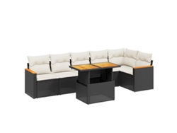 Maison Exclusive - Set De Comedor De Jardín 7 Pzas Y Cojines Ratán Sintético Negro