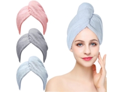 Juego de 3 toallas de microfibra para el cabello, ultraabsorbentes y de secado rápido. Rosewell