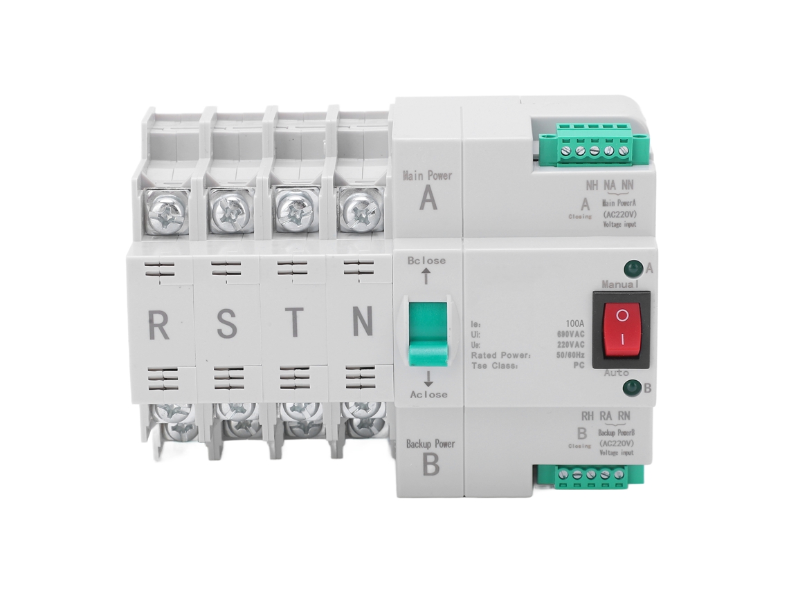 2026 Velora Interruptor de transferencia automática de doble alimentación de 4 pines para riel DIN para caja de distribución PZ30 CA 220V