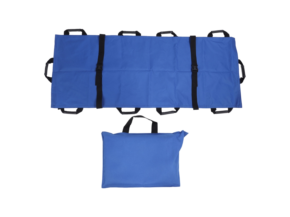Hoja de transferencia lavable para reposicionar pacientes con 10 asas Oxford azules.