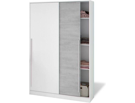 Ropero HABITDESIGN Blanco Artik - Gris Cemento (Melamina - 120 x 200 x 50 cm)