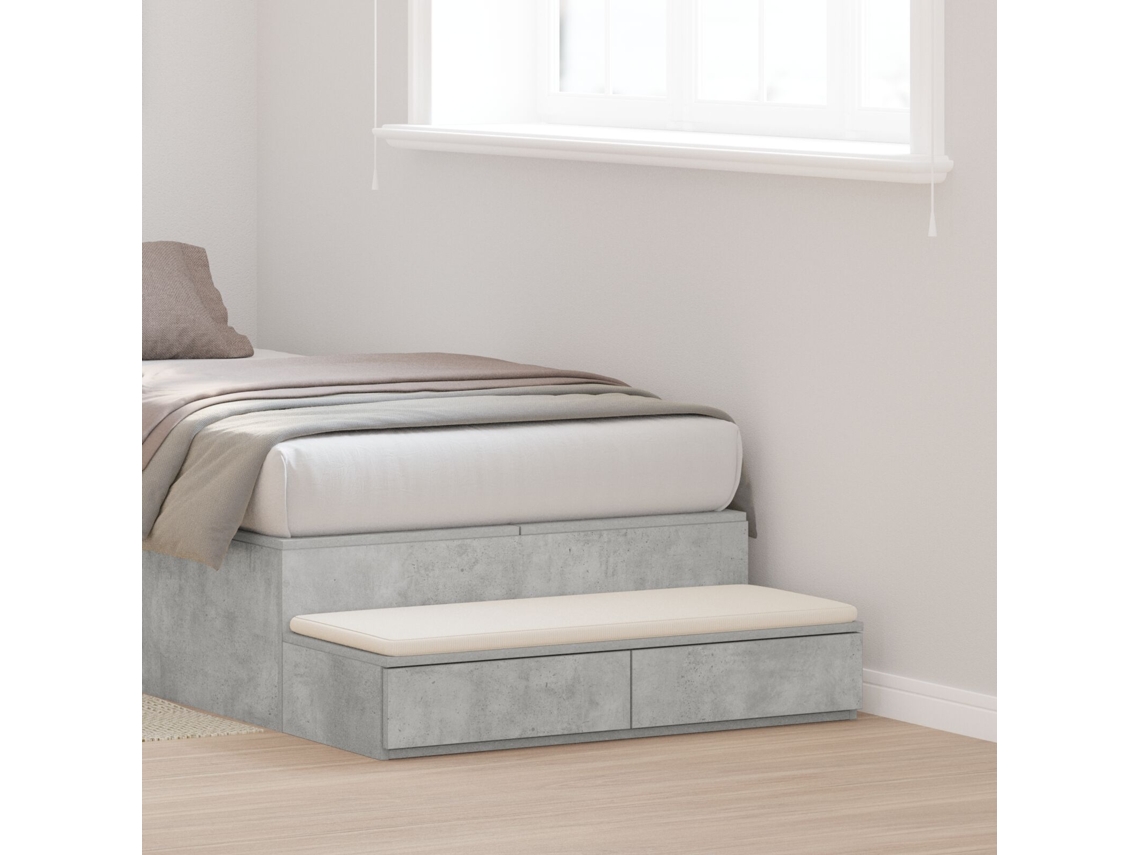 Cajones De Cama Grises Concretos 75x36,5x16,5 Cm De Madera De Ingeniería