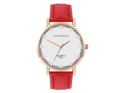 Reloj De Pulsera De Cuarzo Con Correa De Poliuretano, Esfera Redonda, Para Hombre Y Mujer (rojo)