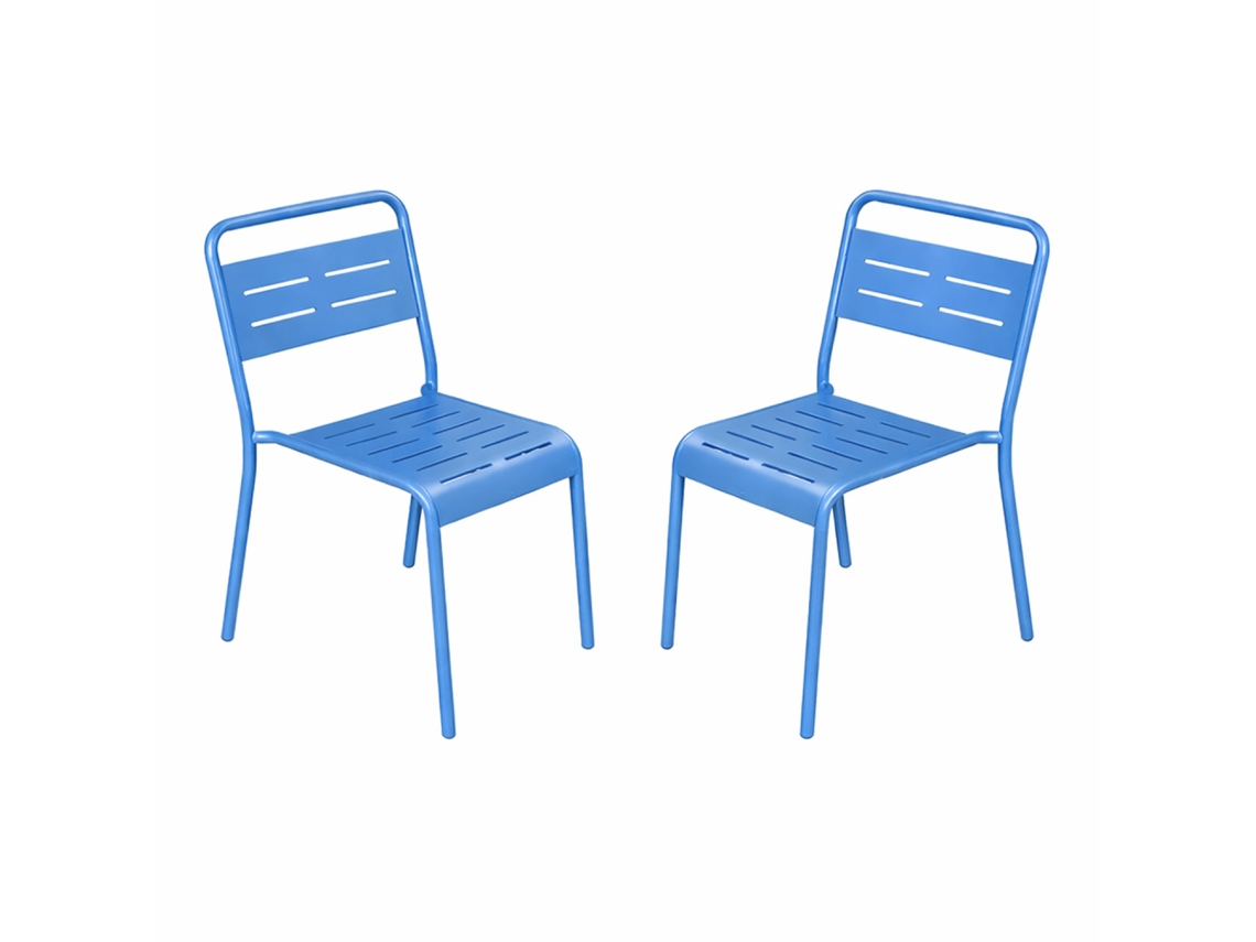 Bergame Juego De 2 Sillas De Jardín Apilables Azules