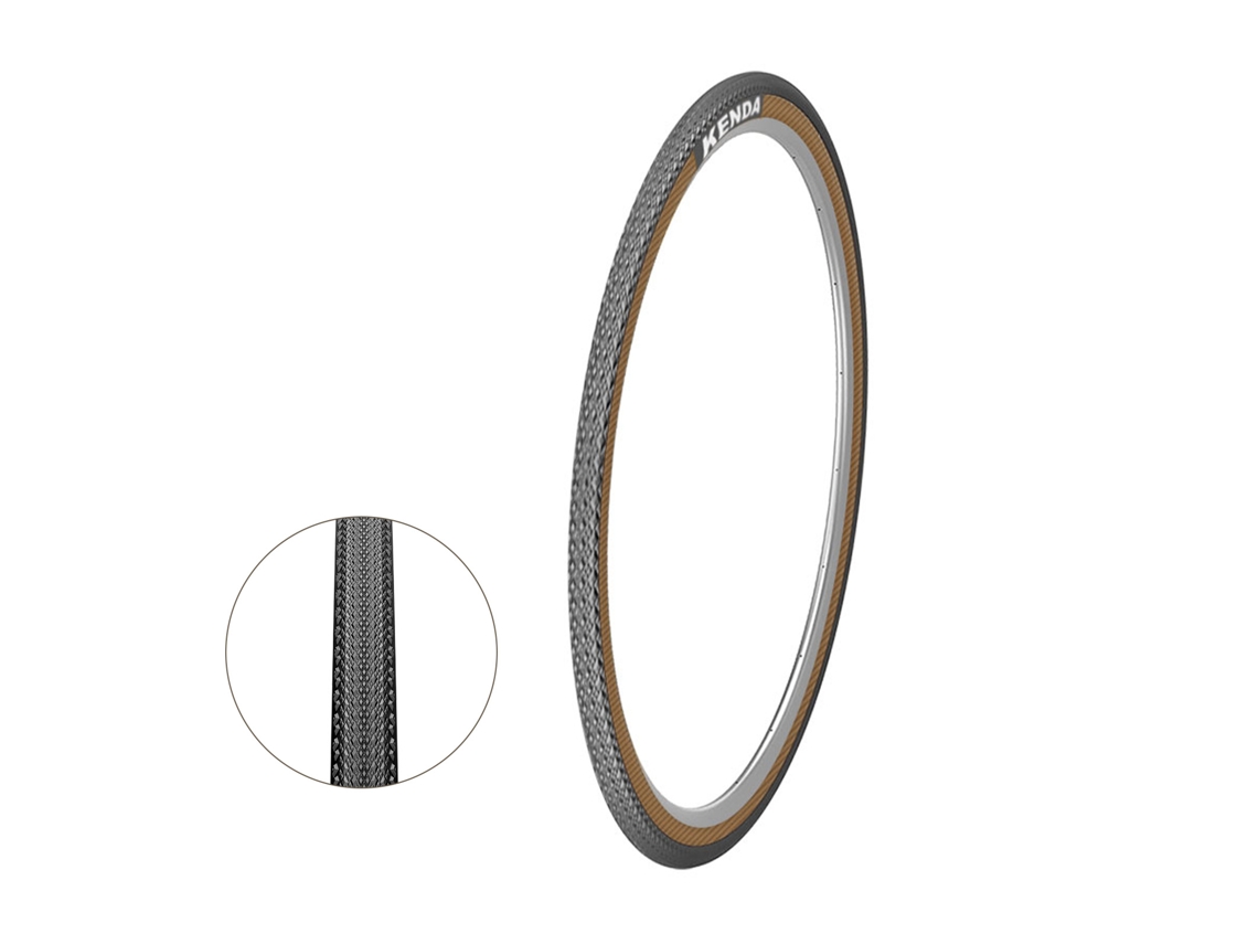Neumáticos Kenda de alta calidad para bicicleta de carretera 700x25c 28c 32c 35c con aros amarillos retro y alto TPI para un mejor rendimiento.