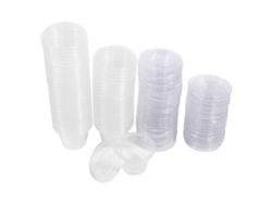 50 Vasos Desechables De Plástico Transparentes Con Tapa Para Salsa Chutney Para Comida A Domicilio Caliente (1oz)