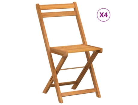 Conjunto 4 Sillas de terraza plegables VIDAXL madera maciza de acacia (40 x 51 x 80 cm)