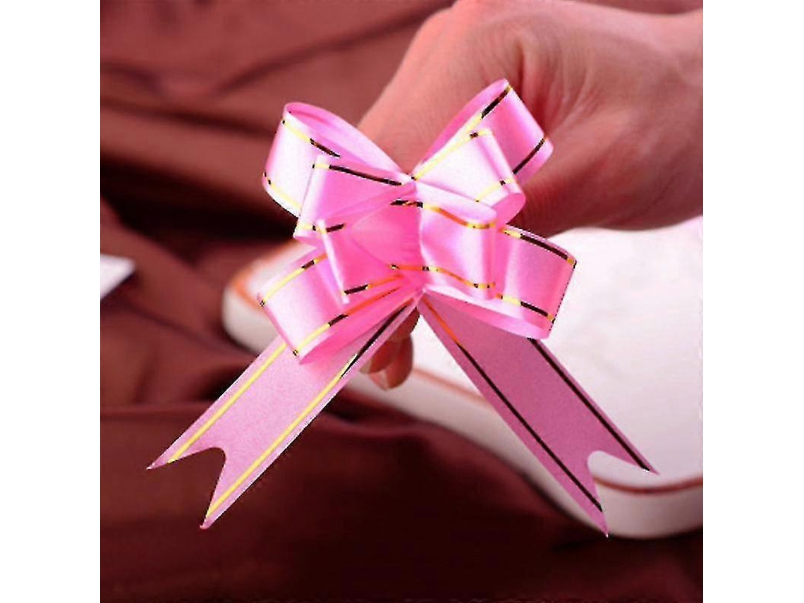 100 unidades de lazos de cinta para regalos, envoltura de flores para bodas, cumpleaños, Año Nuevo y Navidad Hengjian (rosa)