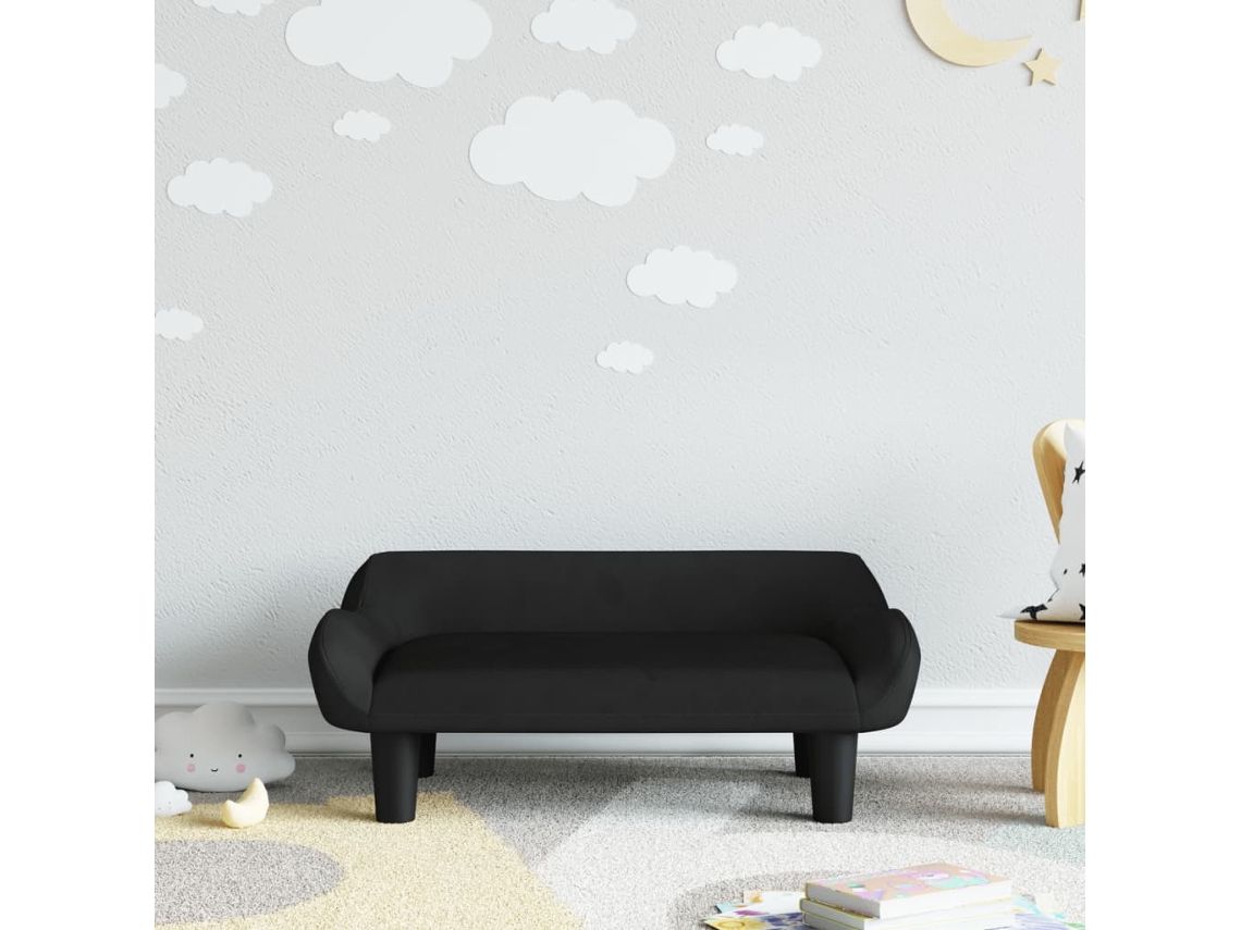 Sofá Infantil 70x40x24 Cm en Terciopelo Negro Wsd970006 Adorável Casa