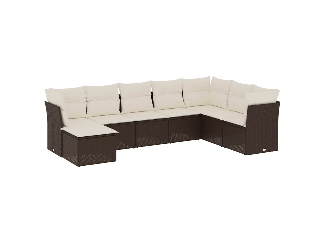 Conjunto de 8 sofás de jardín con cojines, mimbre, patas marrones, MAISON EXCLUSIVE (8 piezas)