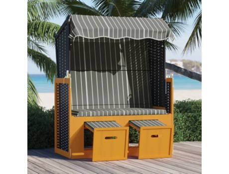 MAISON EXCLUSIVE Silla playa Strandkorb dosel ratán sintético madera negro gris