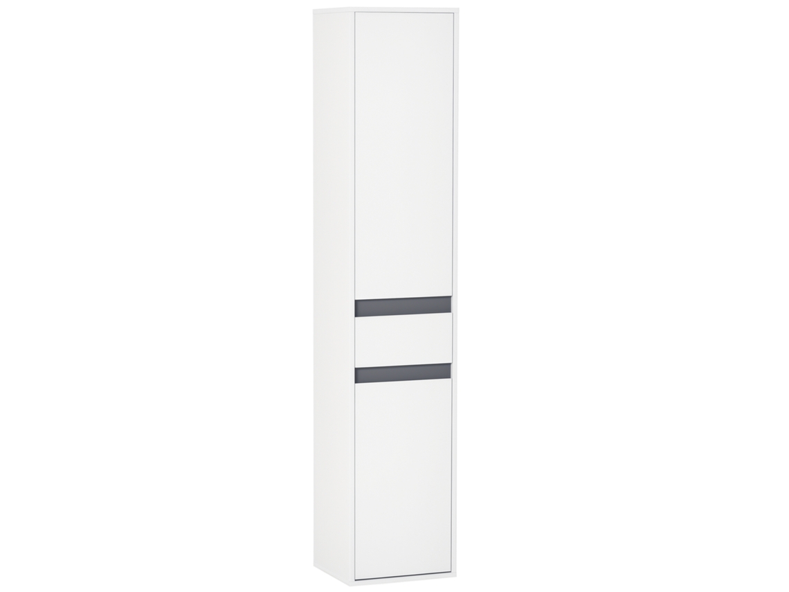 Mueble Columna De Baño De Estilo Contemporáneo Con 2 Armarios, 3 Estantes Y Cajón Deslizante, Aglomerado, Blanco.