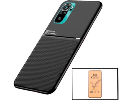 Kit Funda Magnetic Lux y Cristal Templado CeramicGlass Full Cover Curved Xiaomi Redmi Note 10s PHONECARE Negro