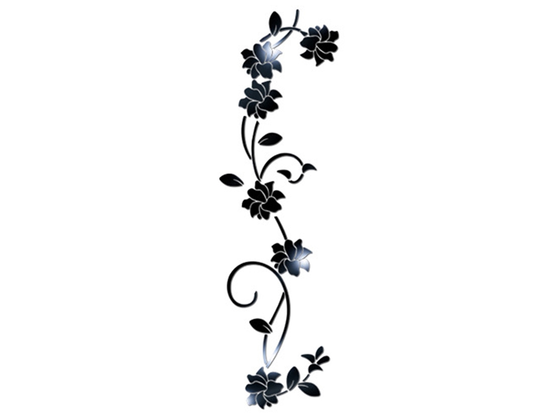 Adhesivo de pared floral rosa con diseño de enredaderas para espejos (hazlo tú mismo)