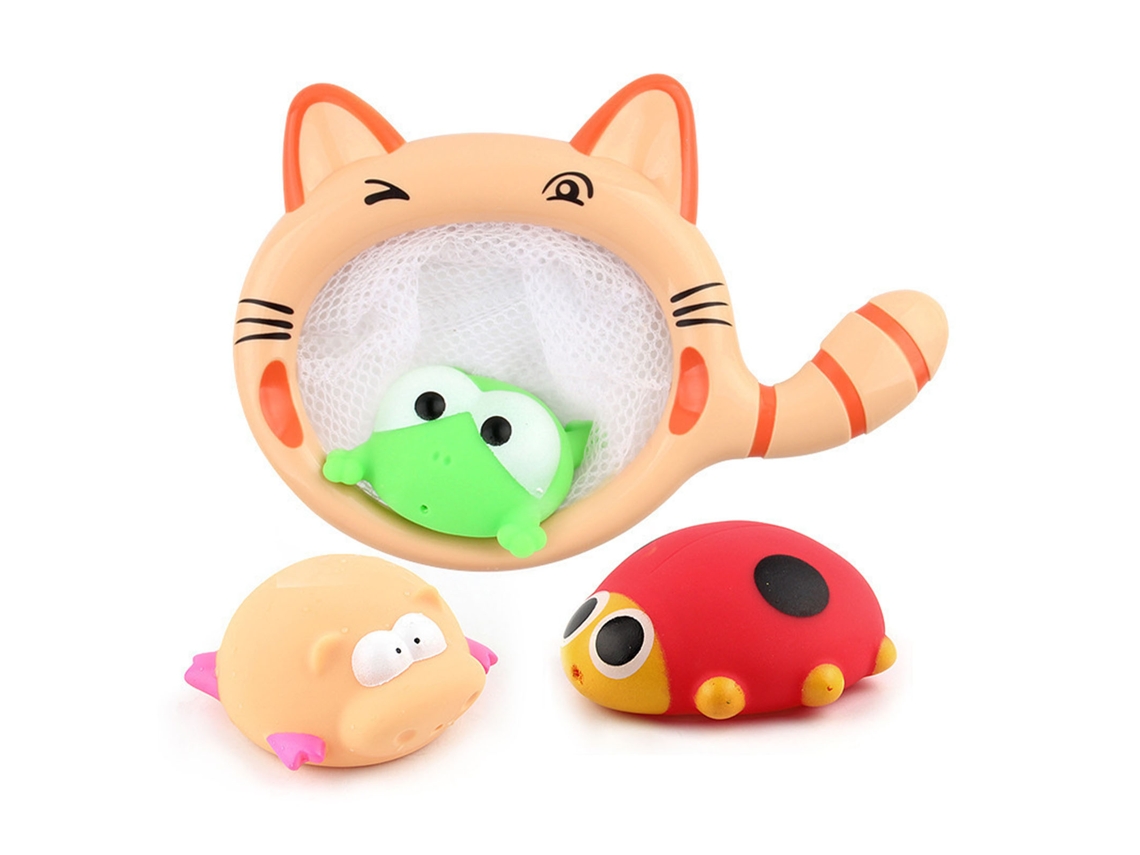Juguete de baño para bebés 2026 con sonido, divertidos animales, red de pesca para gatos con 3 animales, colorido y bonito para la hora del baño de los niños.