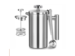 Cafetera de émbolo de acero inoxidable con filtro de presión aislado y cuchara medidora (1000 ml) Spqment
