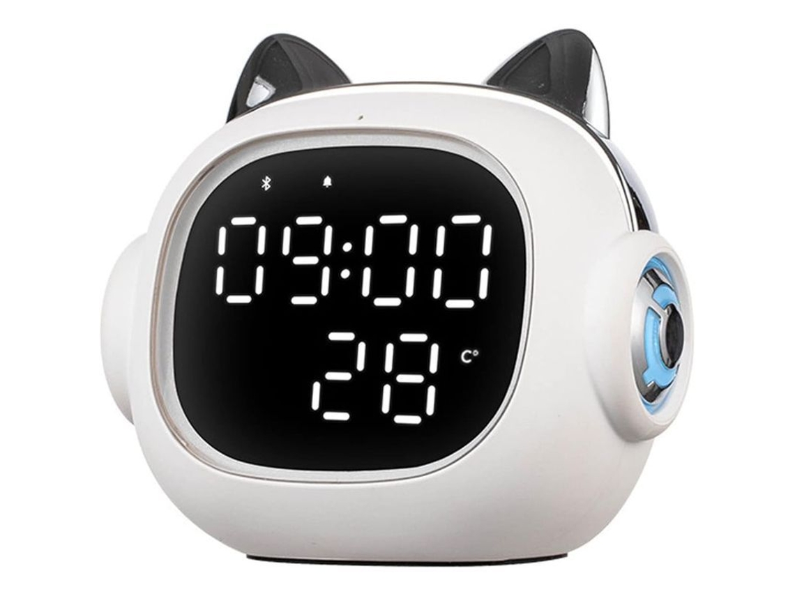 2026-linjou Reloj Despertador Con Altavoz Bluetooth, 2 Alarmas Independientes, Luz Nocturna Ajustable (blanco)