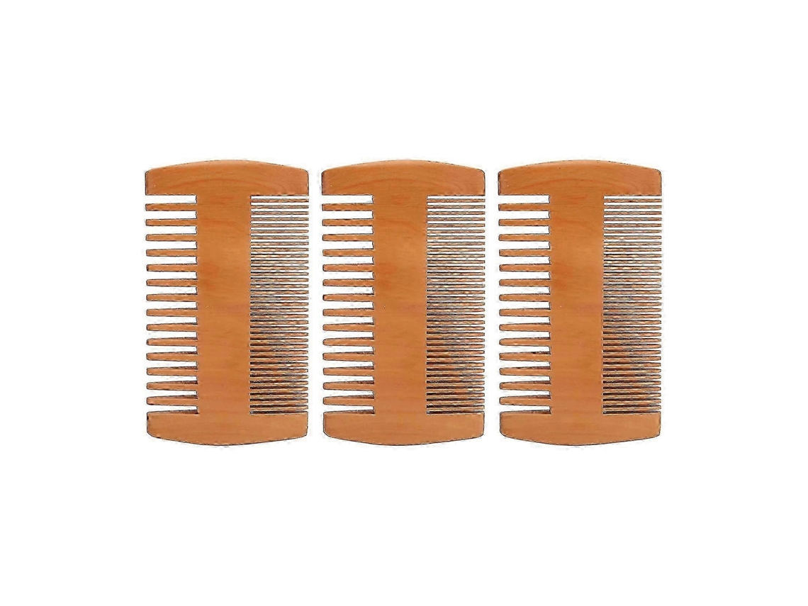 Juego de 3 peines de barba de doble cara, de dientes finos y anchos, de madera antiestáticos para recortar bigote. Tienda Jinyubo