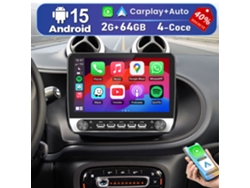 Autorradio Junsun Para Benz Smart Fortwo 453 2015-2019 | Android 15 | 10.1" | 2gb+64gb | Carplay Sem Fio | Swc | Dsp | Rds
