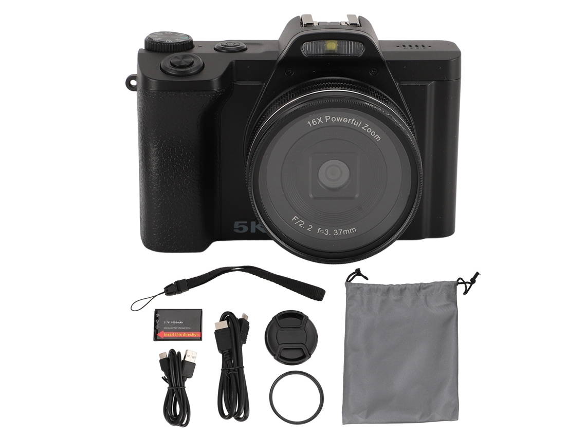 Cámara Digital 5k Para Fotografía, Cámara De Video Para Vlogs Con Enfoque Automático Y Zoom Digital De 16x De 48 Mp Y Fidelidad Inalámbrica, Pantalla