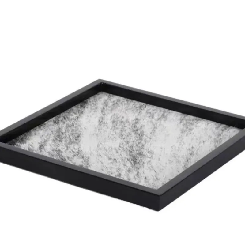 Bandeja organizadora de crin de caballo (rayada - 30,5 x 30,5 x 3,3 cm) - Bandeja organizadora moderna y lujosa