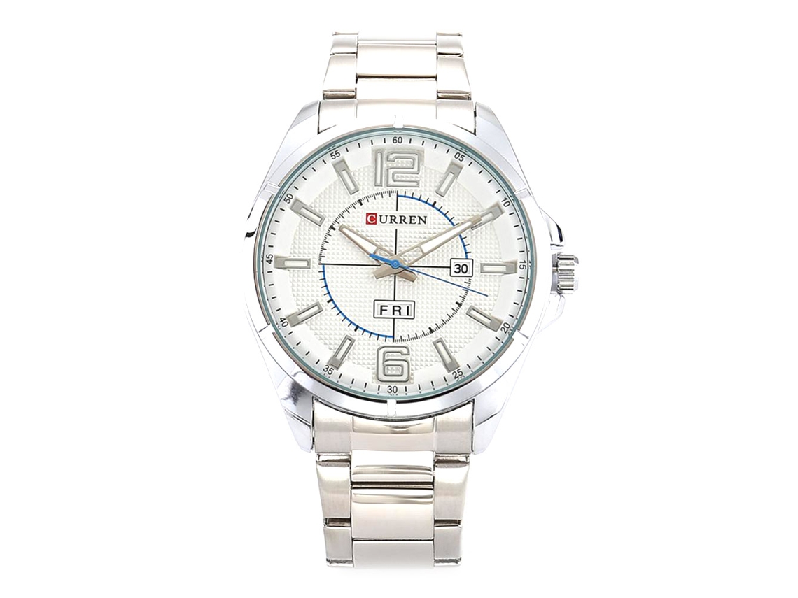 Reloj De Pulsera De Aleación Con Dial Redondo, Display Analógico Y Cuarzo Blanco