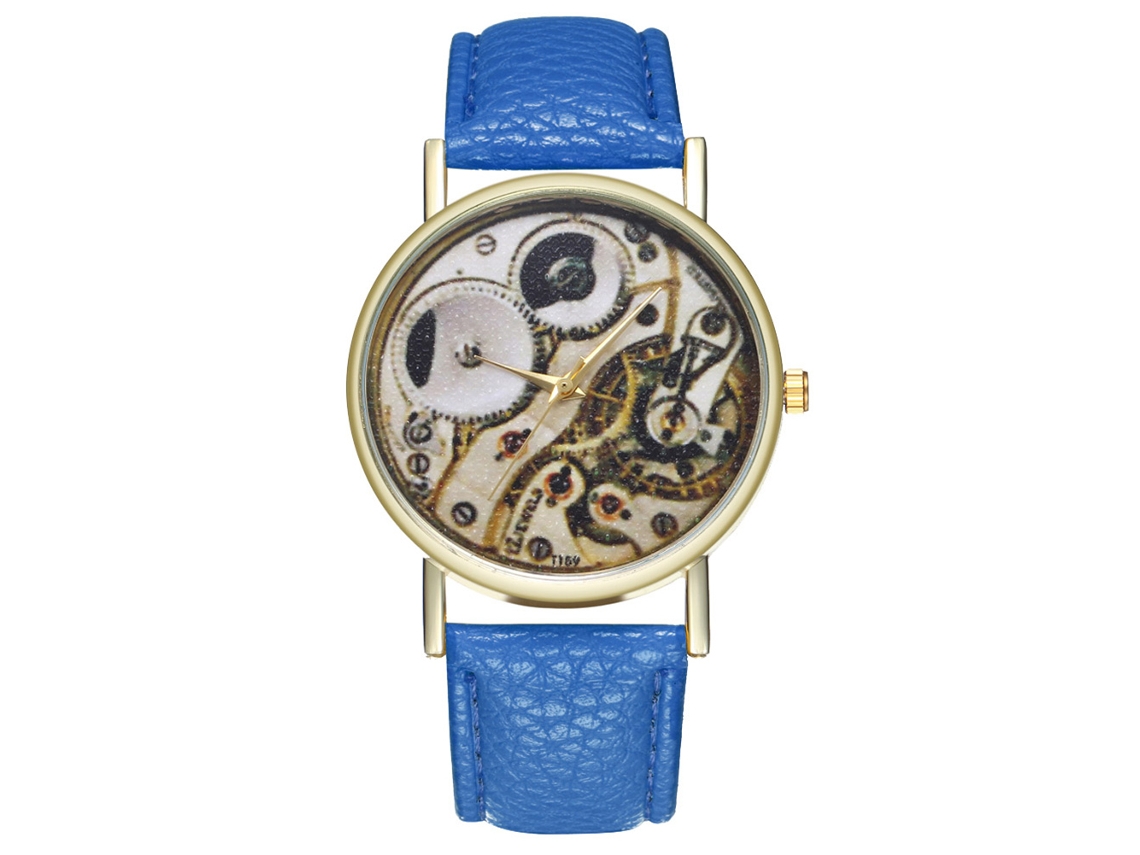 Reloj De Pulsera Unisex De Cuarzo Zhoulianfa Con Correa De Cuero Sintético Azul.