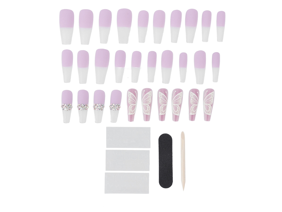 30 Uñas postizas anchas reutilizables con purpurina estilo bailarina para mujeres y niñas 21