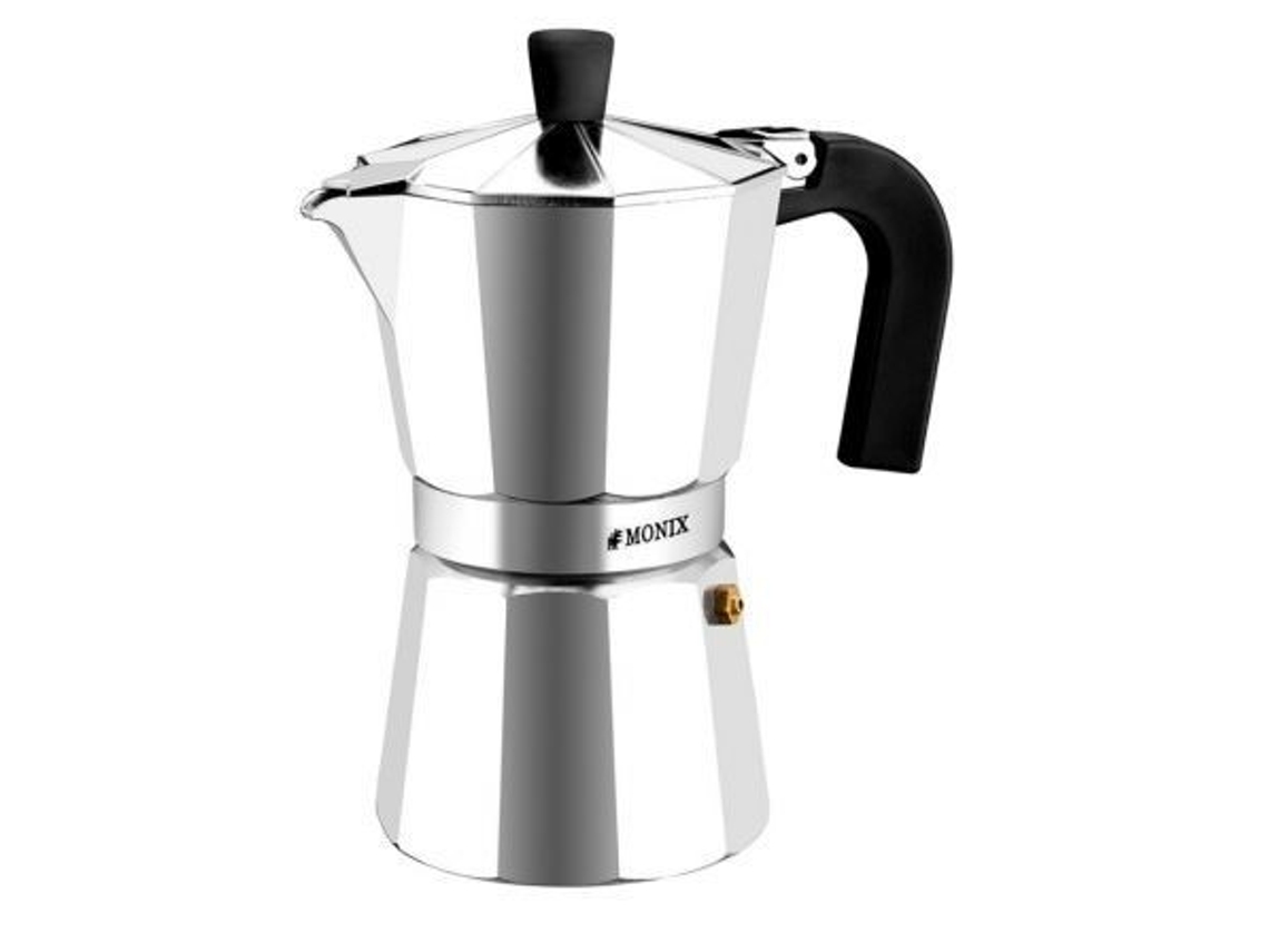 Cafetera italiana de aluminio antiadherente M620006 con capacidad para 6 tazas, Monix Cafetera italiana de aluminio antiadherente M620006 con capacidad para 6 tazas, Monix