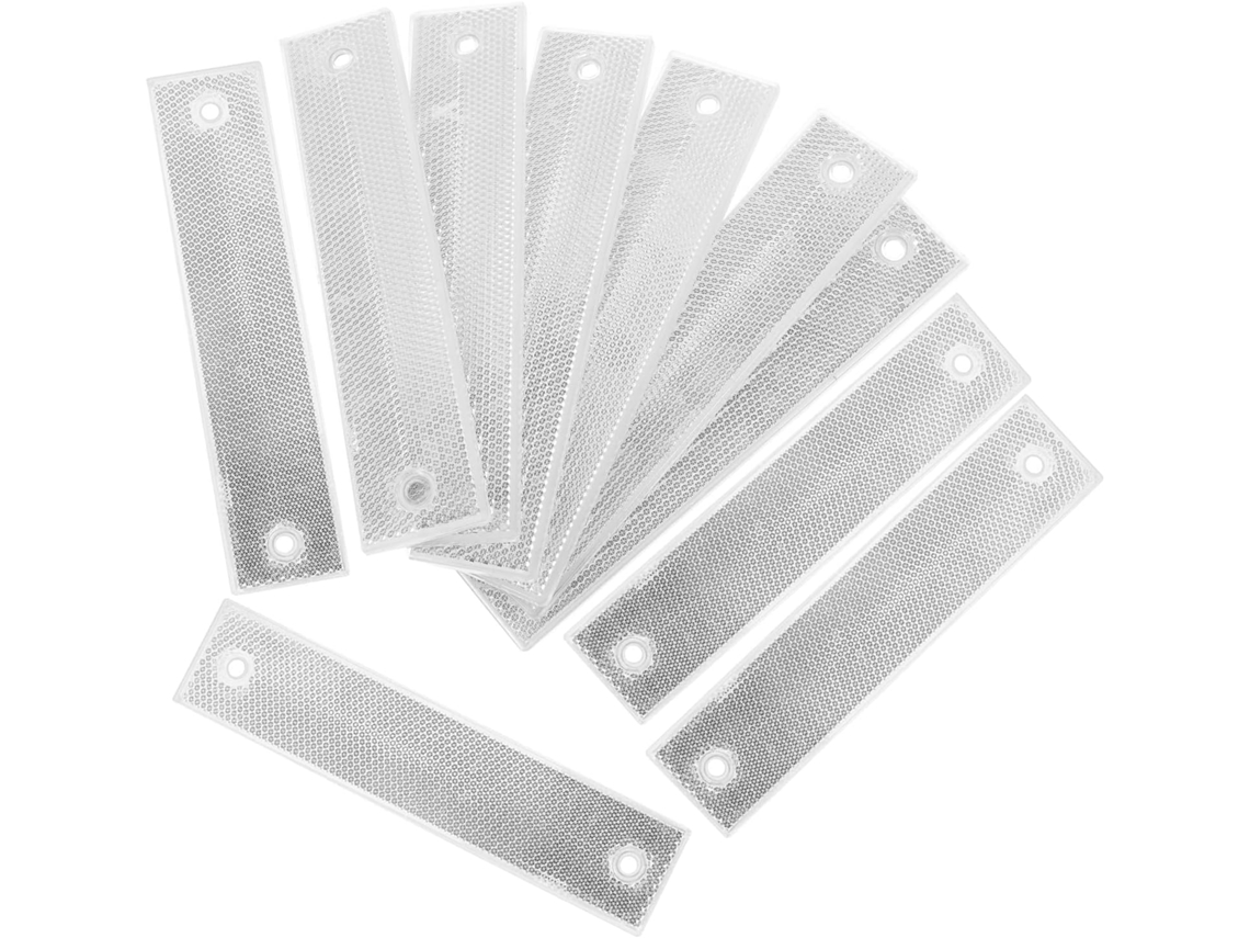 Paquete De 10 Paneles Reflectantes Rectangulares De 18x4 Cm Para Postes, Tiras Reflectantes.