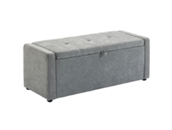 Otomana De Almacenamiento De 142 L, Asiento Ancho Acolchado, Lino, Capacidad De 200 Kg, Gris Claro.