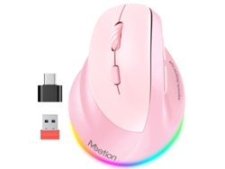 Ratón Ergonómico Inalámbrico, Recargable, Bluetooth (5.2 3.0) Y Usb-a Con Adaptador Usb-c, 4 Dpi Ajustables Rosa