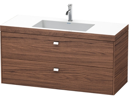 Lavamanos DURAVIT Brioso de 120,0x48,0 cm 2 cajones incl. hueco para sifón y delantal sin rebosadero con banco con agujero para grifo 1 agujero