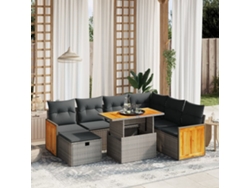 Conjunto de sofás de jardín de 8 piezas DKD Home Decor con cojines de mimbre gris