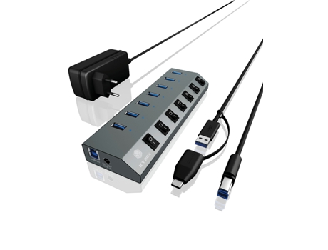 Hub ICY BOX Ib-Hub1701-C3 USB 3.2 Gen 1 3.1 Gen 1 Type-B 5000 Mbit/S Anthracite