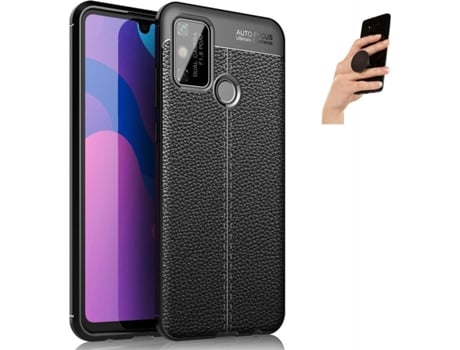 Carcasa y Popsocket Honor 9A Rugged Leather (Negro)