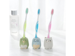 Conjunto 4 Portavasos Ceramica Mini Animales Bonitos Organizador Baño Almacenaje Pequeño