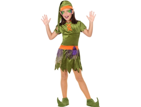 Disfraz de Niña DISFRAZZES Duende Verde Y Naranja Infantil (Talla: 7 a 9 años)