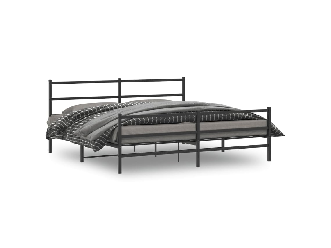 Estructura Cama Sin Colchón Con Estribo Metal Negro 180x200 Cm