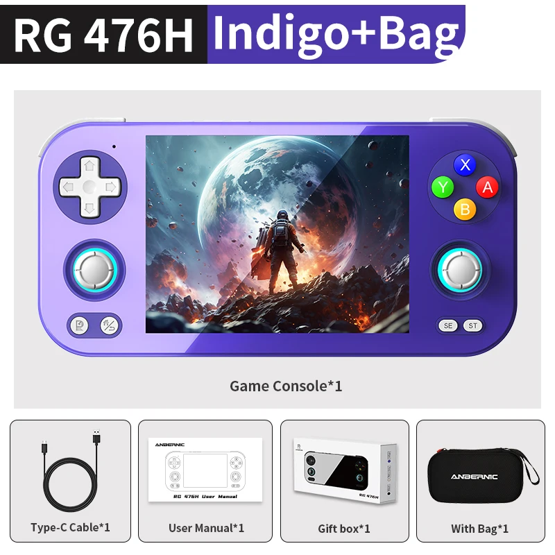 256 Gb (juegos 8k) indigo Con Bolsa rg 476h Consola De Juegos De 4,7" Hd Wifi Videojuegos