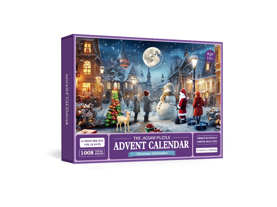 Calendario de Adviento 2026 con rompecabezas de 1008 piezas, cuenta regresiva de 25 días para Navidad, muñeco de nieve Aeuzwr