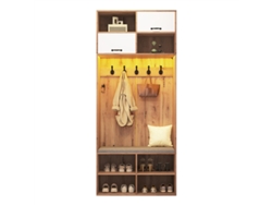 Conjunto De Armario, 5 Ganchos, 2 Puertas Y 6 Compartimentos Abiertos, 80 × 185 × 35 Cm (ancho × Alto × Profundidad).
