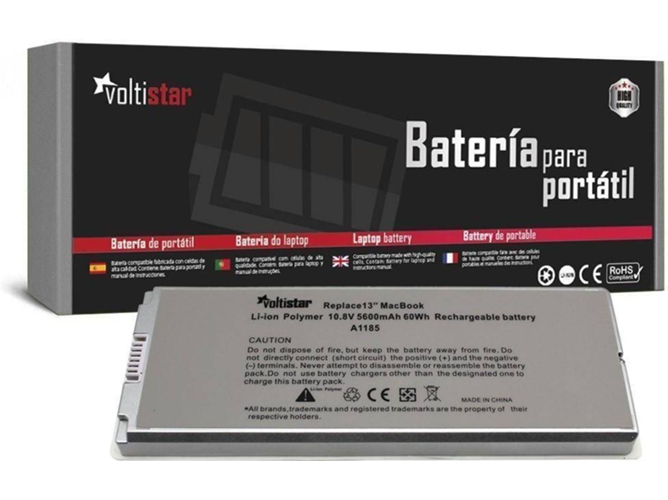 Batería para Portátil VOLTISTAR Apple Macbook 13 Pulgadas A1185 Blanca