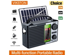 Radio portátil multifuncional FM/AM/SW Viewleaf, recargable con USB, tarjeta TF, energía solar, altavoz Bluetooth inalámbrico y receptor FM.