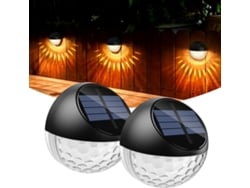 Lote de 2 apliques solares LED para exteriores, resistentes al agua IP65, iluminación decorativa de pared con luz blanca cálida, luz para vallas, paredes y terrazas.