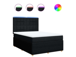 Maison Exclusive - Cama Box Spring Con Colchón Tela Negro 140x190 Cm
