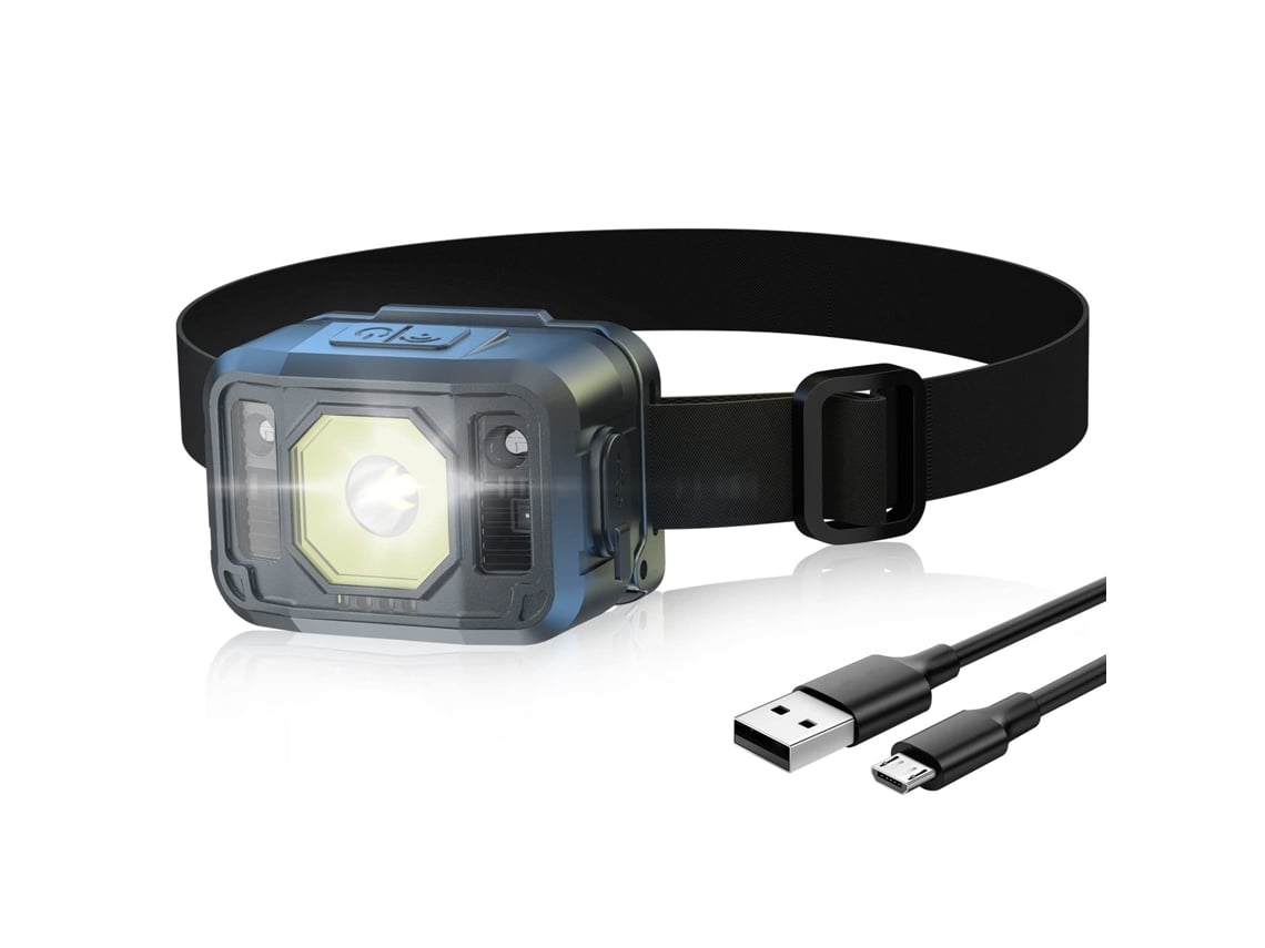 Linterna frontal LED recargable, superbrillante, con sensor COB, LED blanco/rojo, ajustable para correr al aire libre, ciclismo, Resi Yunzii