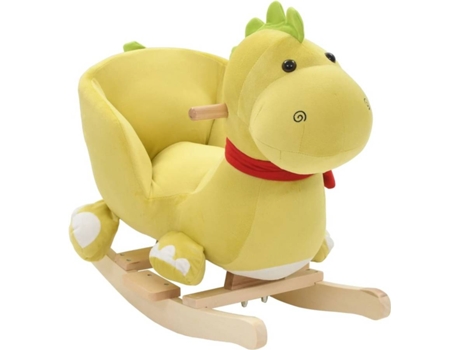 vidaXL Dragón balancín de peluche con respaldo verde lima 60x32x53 cm